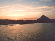 Sunset over the Arenal beach in Javea, Costa Blanca
