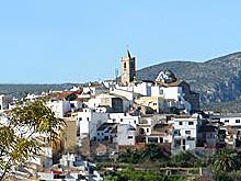 The spring in Benitachell, view over the village of Benitachell from the Cumbre del Sol road