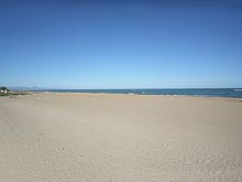 The deserted (in winter) Las Marinas sandy beach in Denia, the Costa Blanca