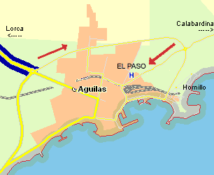 Location map of the hotel EL PASO in Aguilas