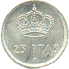 Une ancienne pièce de 25 pesetas