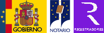 Logo résumant les logos du gouvernement espagnol, de la chambre des notaires et du registre foncier