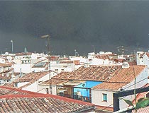 Storm clouds over the old town Madrid